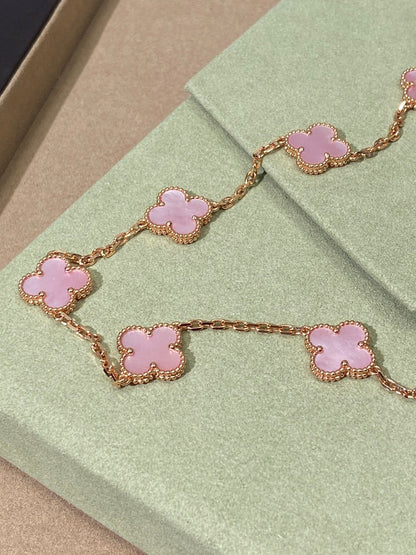 [Kincade Jewelrys]CLOVER 10 MOTIFS PINK NECKLACE