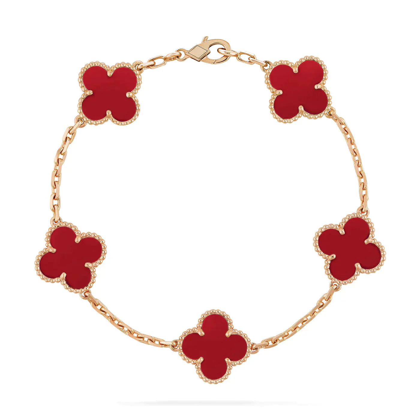 [Kincade Jewelrys]CLOVER 5 MOTIFS RED AGATE  BRACELET