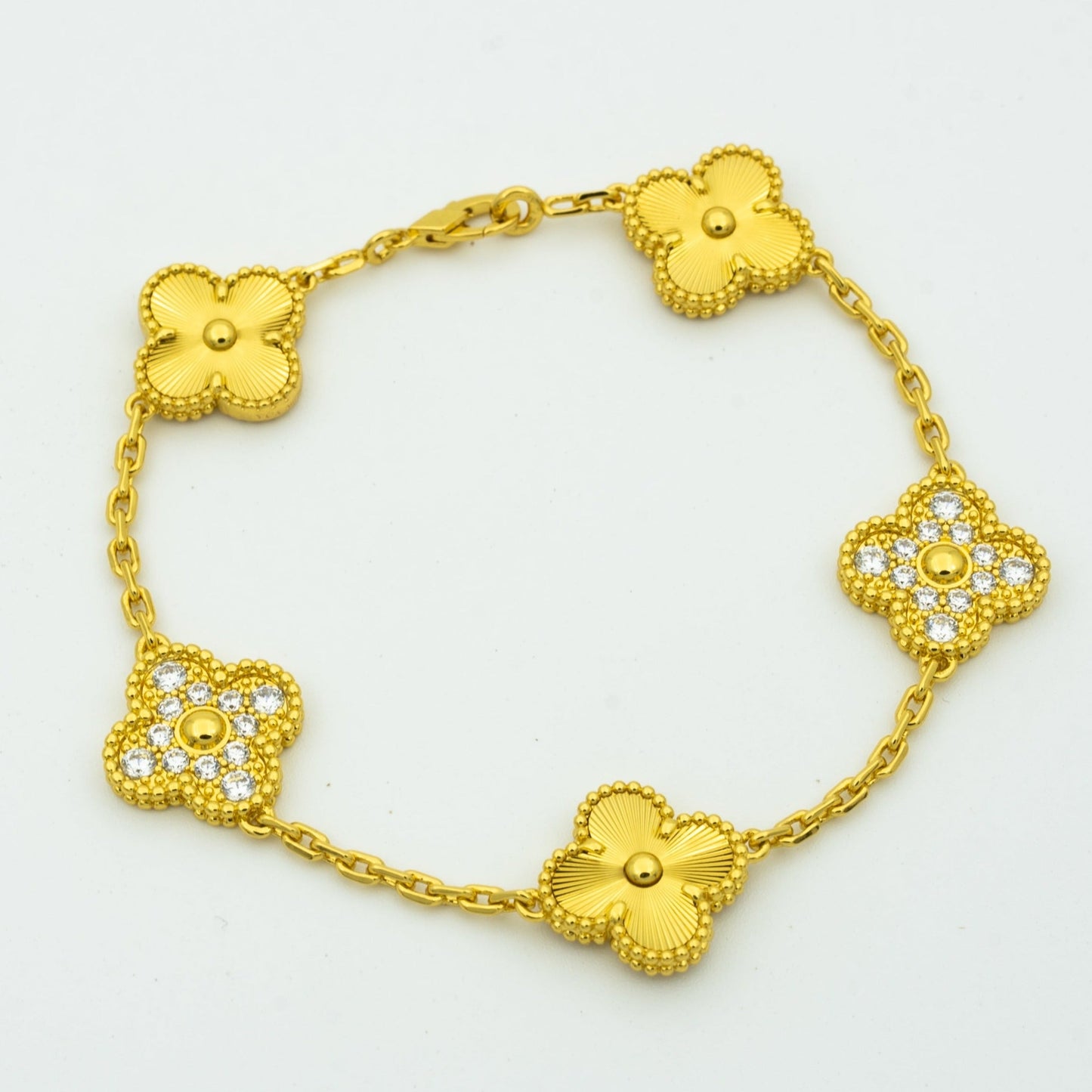 [Kincade Jewelrys]CLOVER BRACELET 5 MOTIFS GOLD DIAMOND