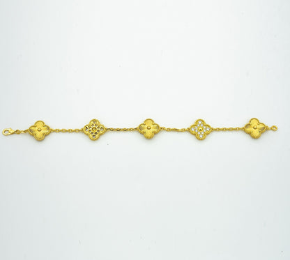 [Kincade Jewelrys]CLOVER BRACELET 5 MOTIFS GOLD DIAMOND