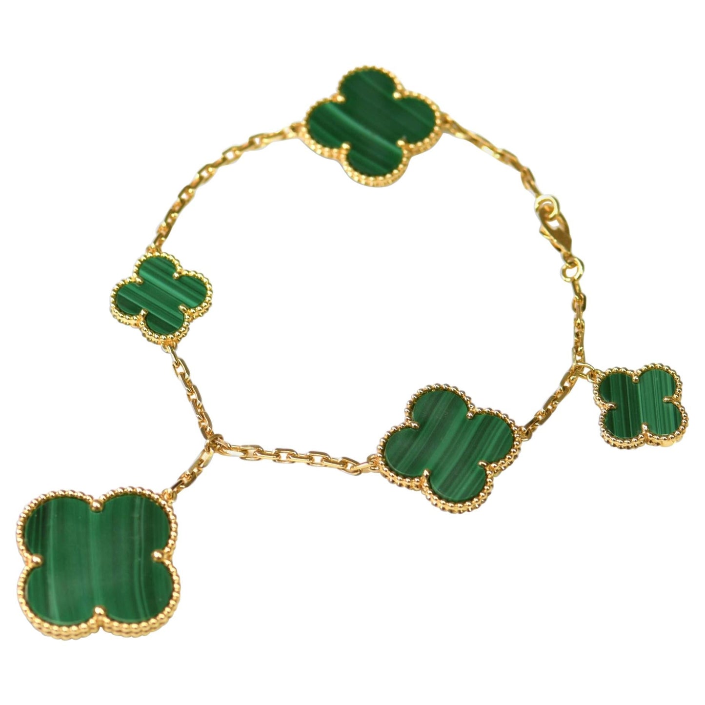 [Kincade Jewelrys]MAGIC CLOVER MALACHITE GOLD BRACELET 5 MOTIFS