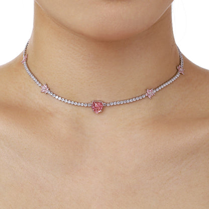 [Kincade Jewelrys]Dazzling Pink Heart Flower Necklace