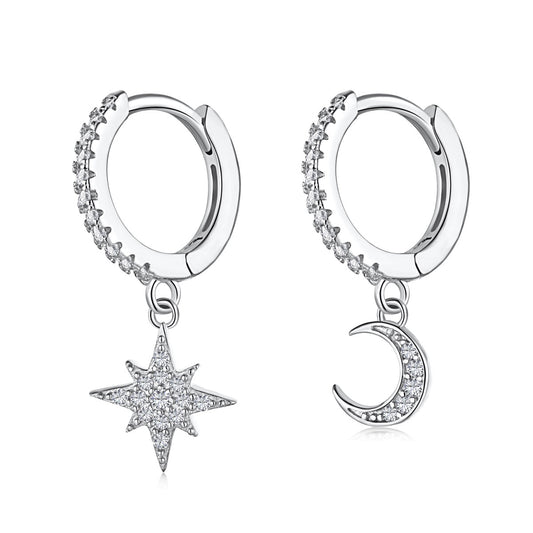 [Kincade Jewelrys]Star and Moon Asymmetric Earrings