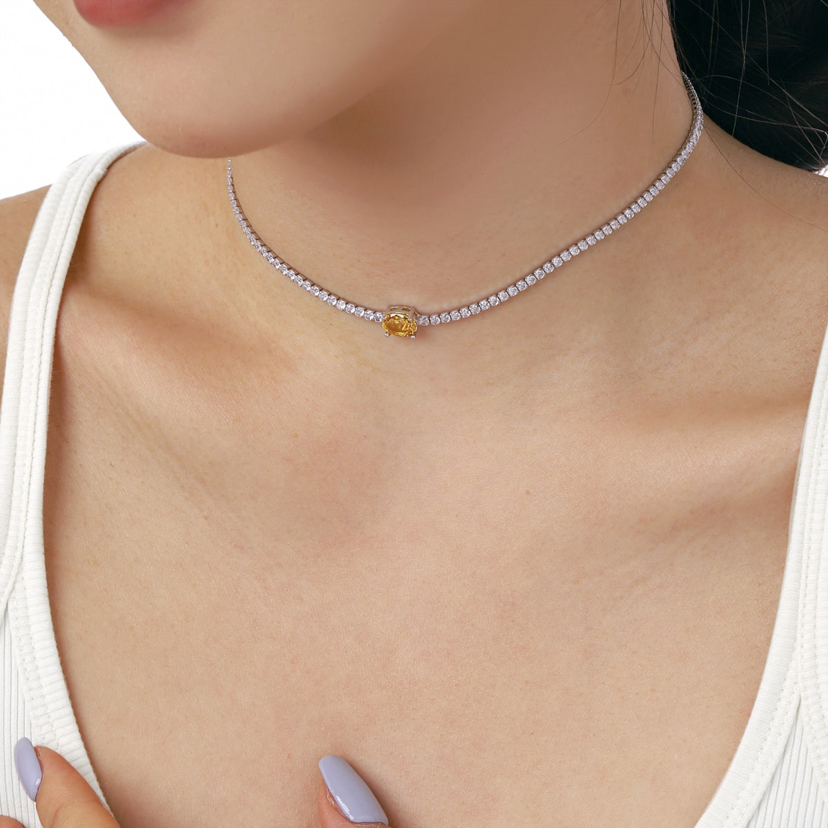 [Kincade Jewelrys]1.0 Carat Shining Oval Cut Necklace