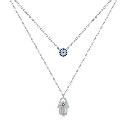 [Kincade Jewelrys]Demon Eye Hamsa Palm Necklace