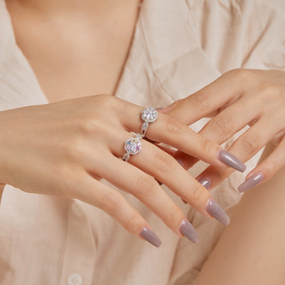 [Kincade Jewelrys]Delicate Colorful Round Cut Flower Shape Wedding Ring