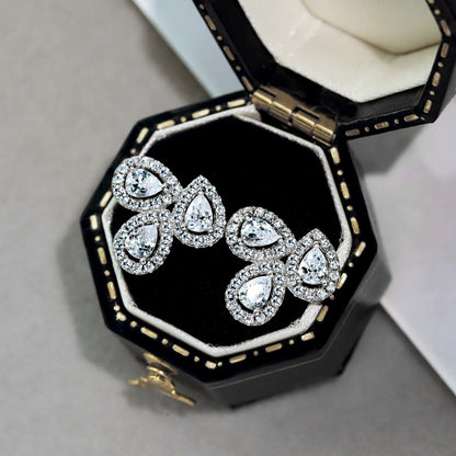 [Kincade Jewelrys]Ornate Flower Shape Pear Cut Lover Earrings