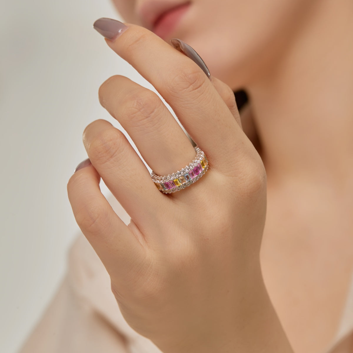 [Kincade Jewelrys]Dainty Colorful Radiant Cut Daily Ring