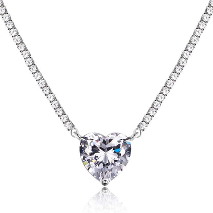 [Kincade Jewelrys]8.0 Carat Versatile Colorful Sweet Heart-Shaped Tennis Necklace