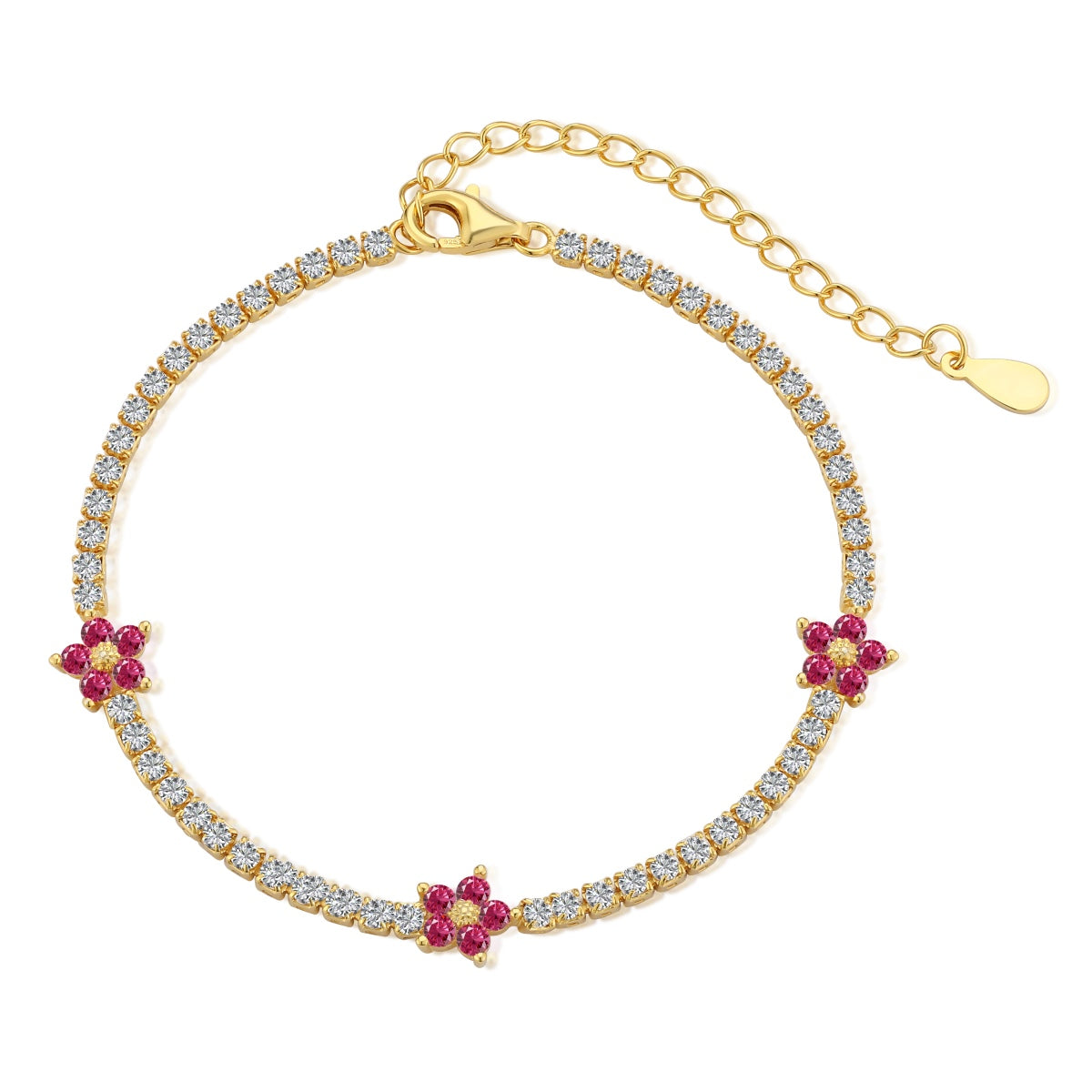 [Kincade Jewelrys]Sparkling Flower Shape Tennis Bracelet