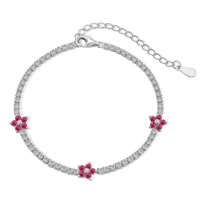 [Kincade Jewelrys]Sparkling Flower Shape Tennis Bracelet