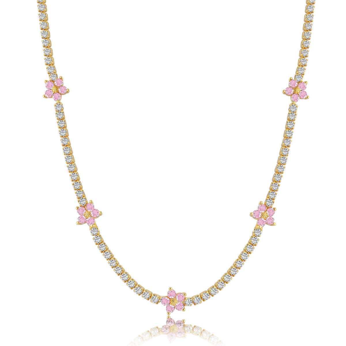 [Kincade Jewelrys]Luxurious Colorful Flower Tennis Necklace