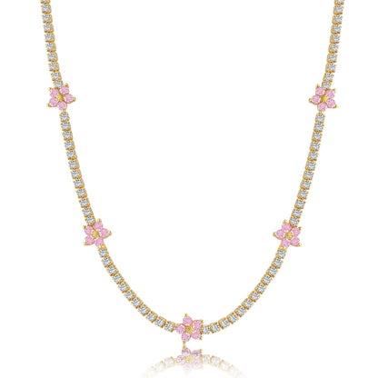 [Kincade Jewelrys]Luxurious Colorful Flower Tennis Necklace