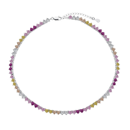[Kincade Jewelrys]Sparkling Colorful Full Heart Tennis Necklace