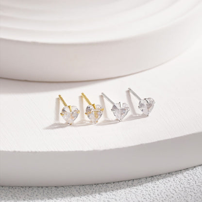 [Kincade Jewelrys]Sparkling Heart Shaped Simple Earrings