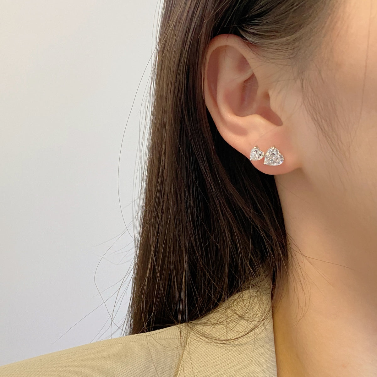 [Kincade Jewelrys]Double Heart-Shape Classic Princess Style Earrings