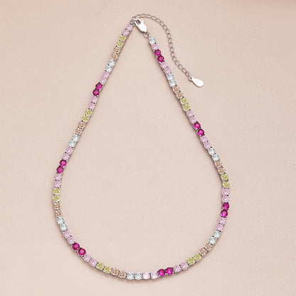 [Kincade Jewelrys]Delicate Colorful Tennis Necklace