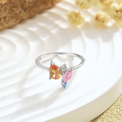 [Kincade Jewelrys]Radiant Colorful Multi Cut Daily Ring
