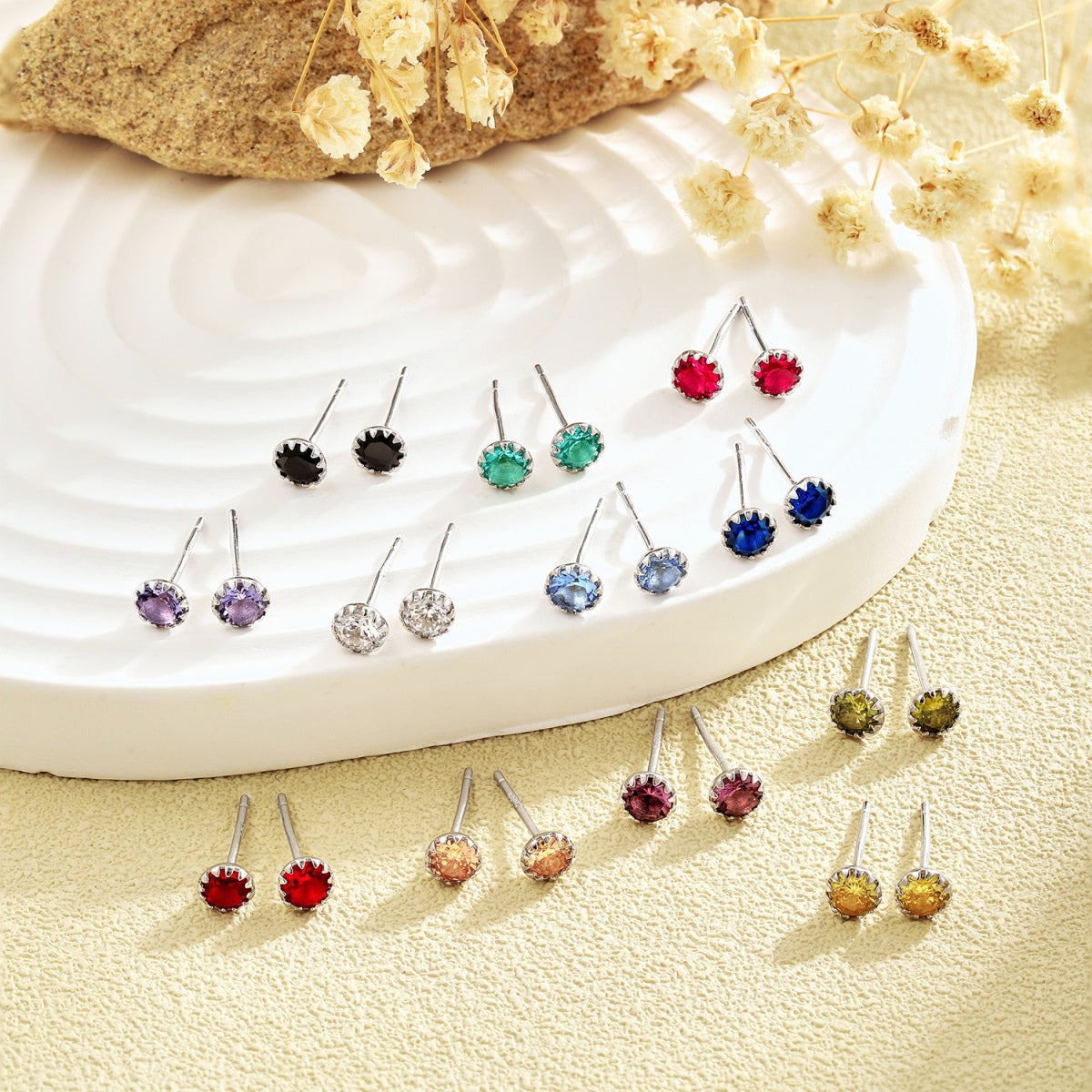 [Kincade Jewelrys]Sparkling Colorful Round Shape Earrings