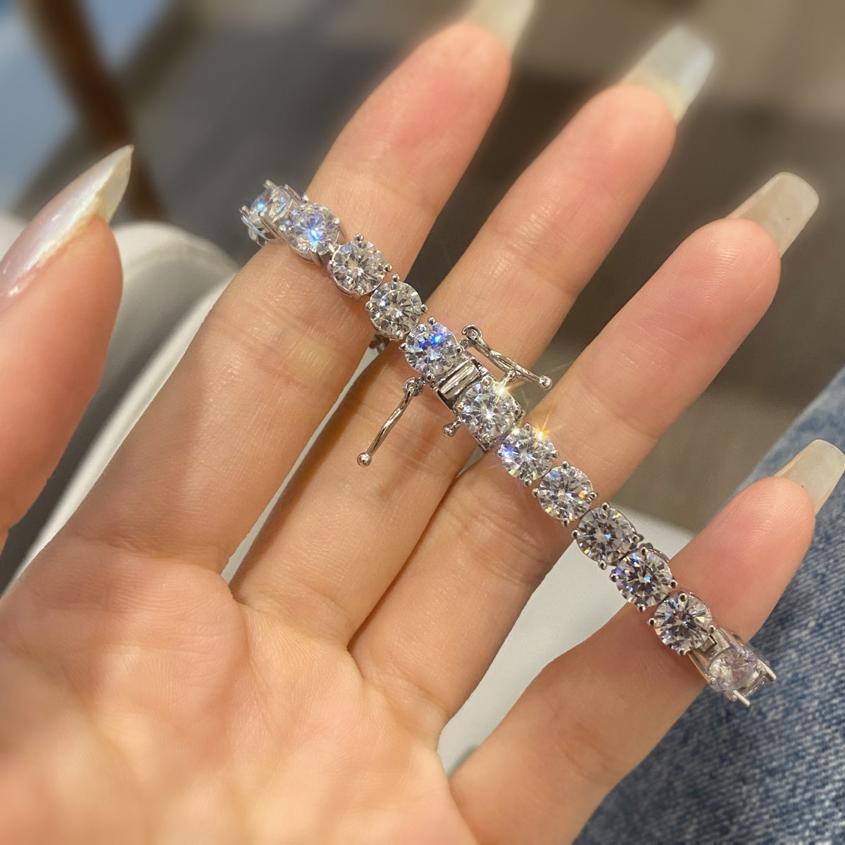 [Kincade Jewelrys]0.75 Carat Dazzling Round Cut Wedding Bracelet