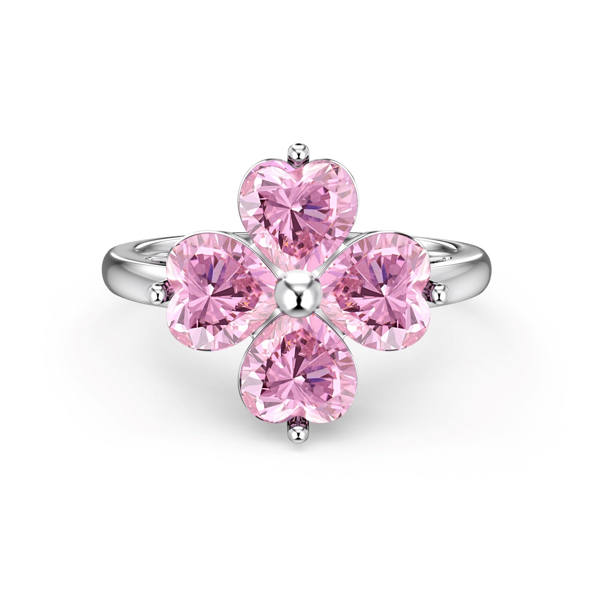 [Kincade Jewelrys]Heart-shaped Four-Leaf Clover Ball Ring