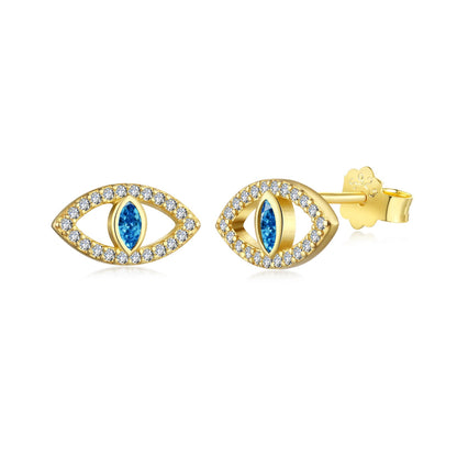 [Kincade Jewelrys]Blue Devil Eyes Hollow Stud Earrings