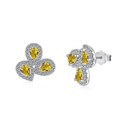[Kincade Jewelrys]Ornate Flower Shape Pear Cut Lover Earrings