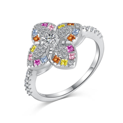[Kincade Jewelrys]Luxurious Colorful Flower Shape Banquet Ring