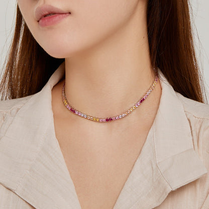 [Kincade Jewelrys]Delicate Colorful Tennis Necklace