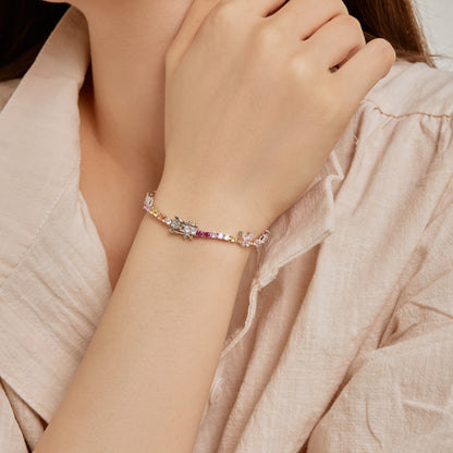 [Kincade Jewelrys]Ornate Colorful Butterfly Shape Round Cut Daily Bracelet