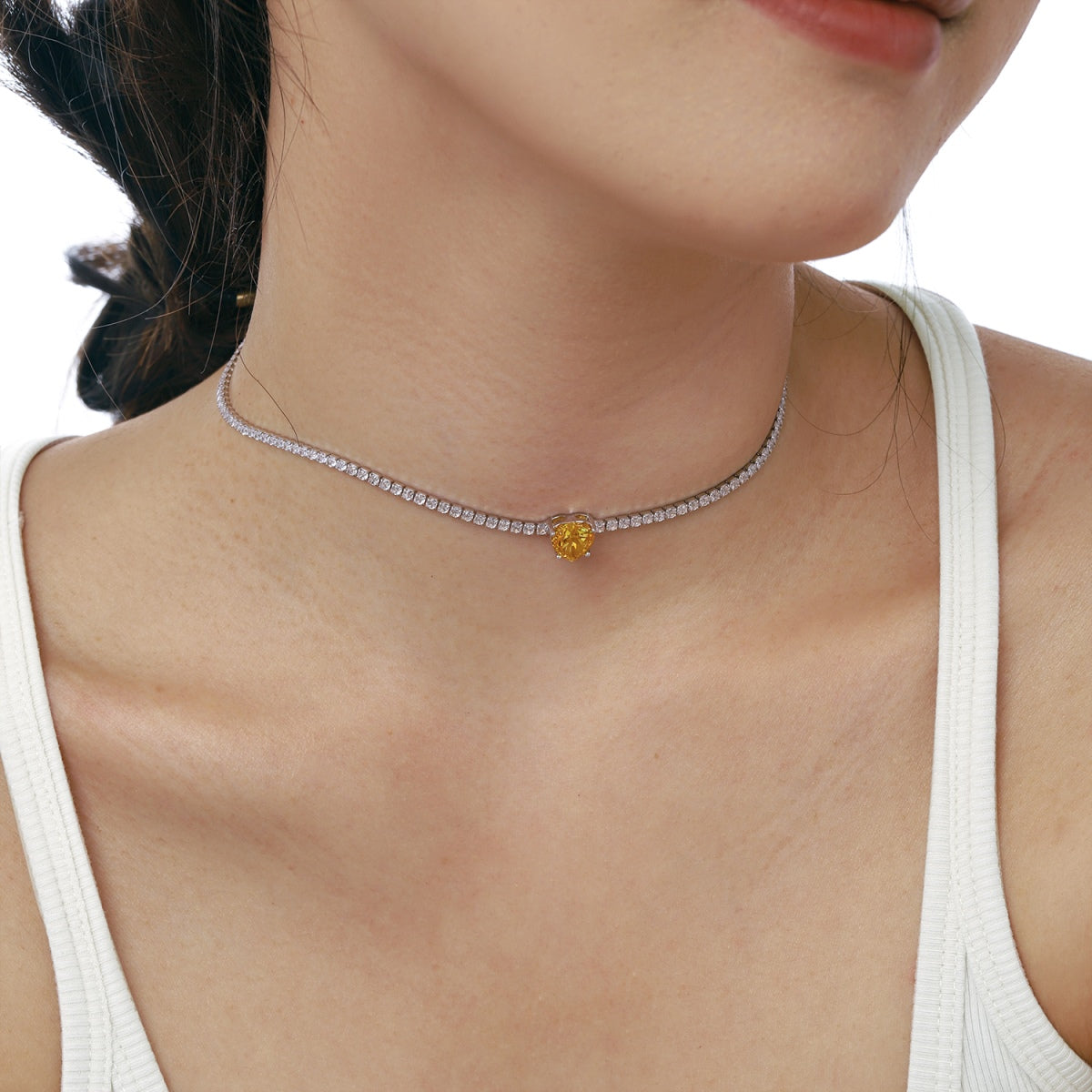 [Kincade Jewelrys]2.0 Carat Sparkling Tennis Heart Cut Necklace