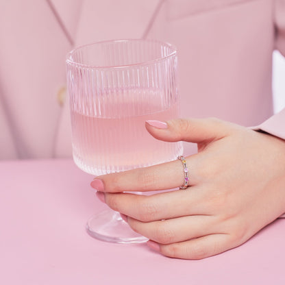 [Kincade Jewelrys]Sparkling Colorful Round Cut Tennis Ring