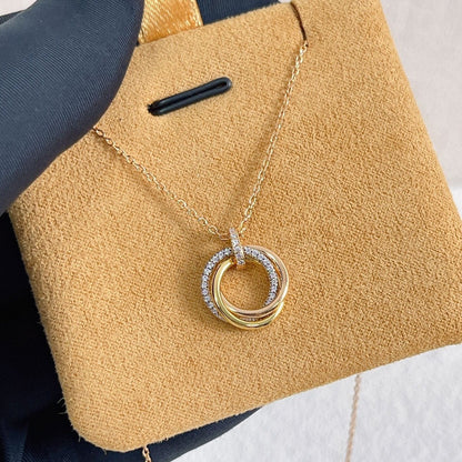 [Kincade Jewelrys]TRINITY NECKLACE SILVER GOLD PINK GOLD DIAMONDS