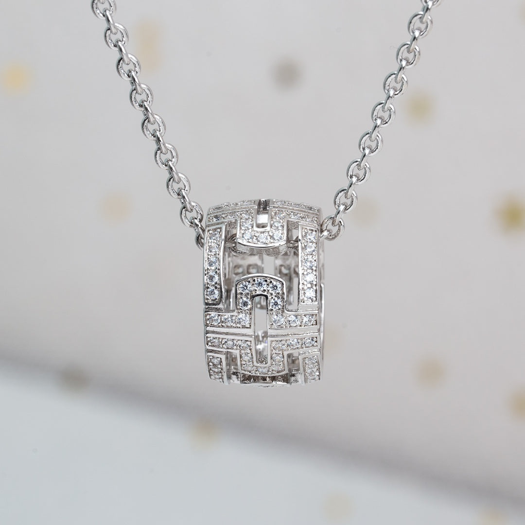 [Kincade Jewelrys]PARENTESI NECKLACE SILVER DIAMOND