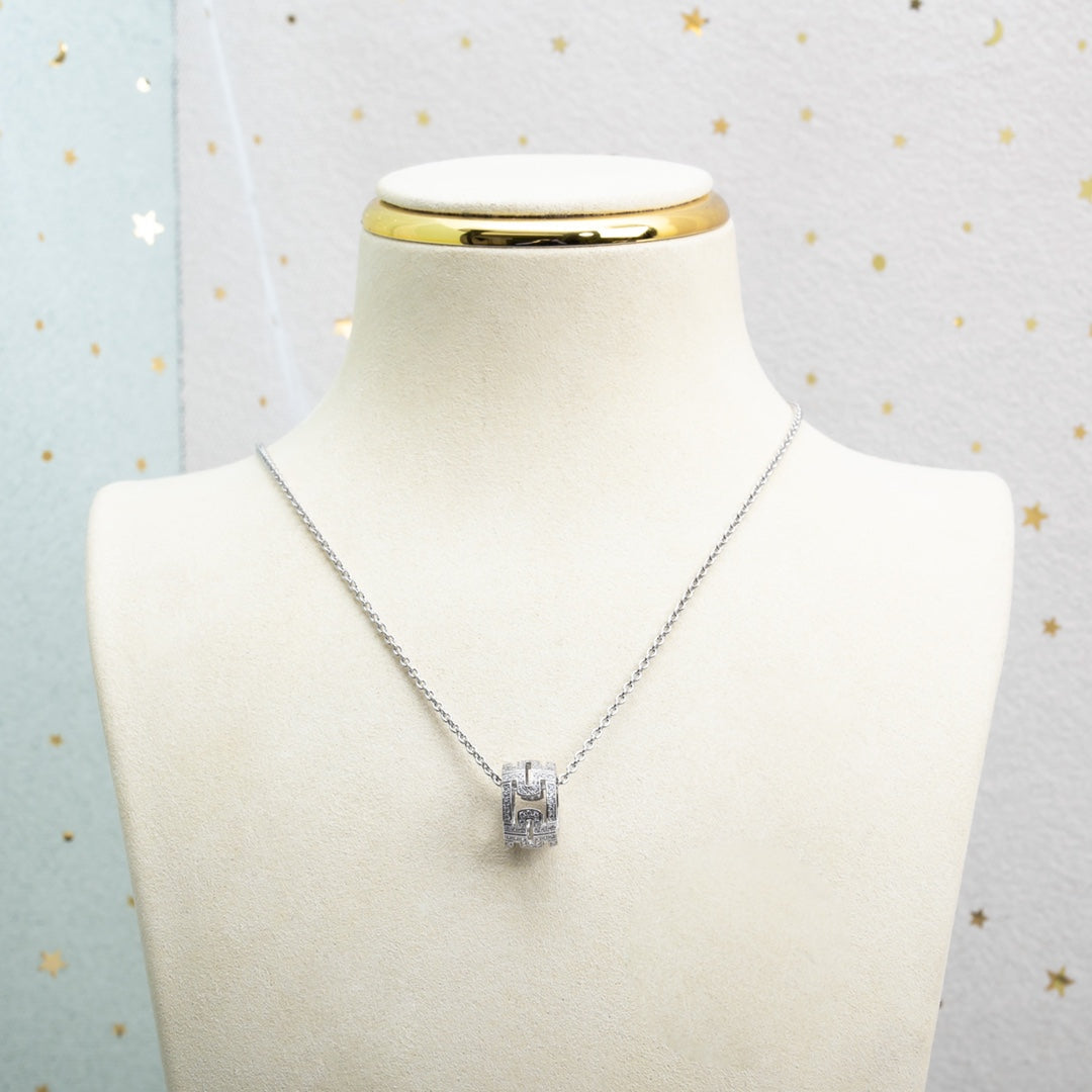 [Kincade Jewelrys]PARENTESI NECKLACE SILVER DIAMOND