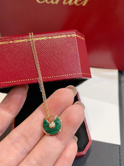[Kincade Jewelrys]AMULETTE ROSE GOLD MALACHITE NECKLACE