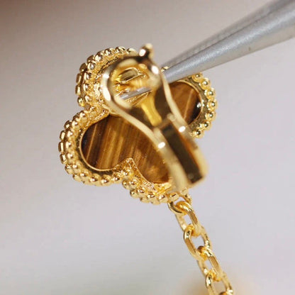 [Kincade Jewelrys]CLOVER  2 MOTIF  TIGER EYE CARNELIAN EARRINGS