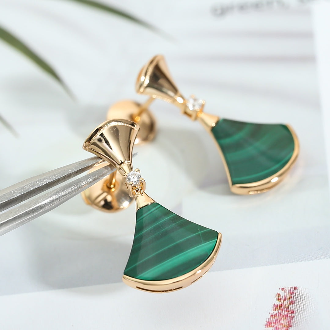 [Kincade Jewelrys]DREAM MALACHITE PINK GOLD EARRINGS