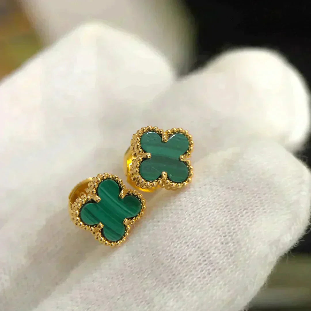 [Kincade Jewelrys]CLOVER MINI 9.5MM MALACHITE  EARRINGS