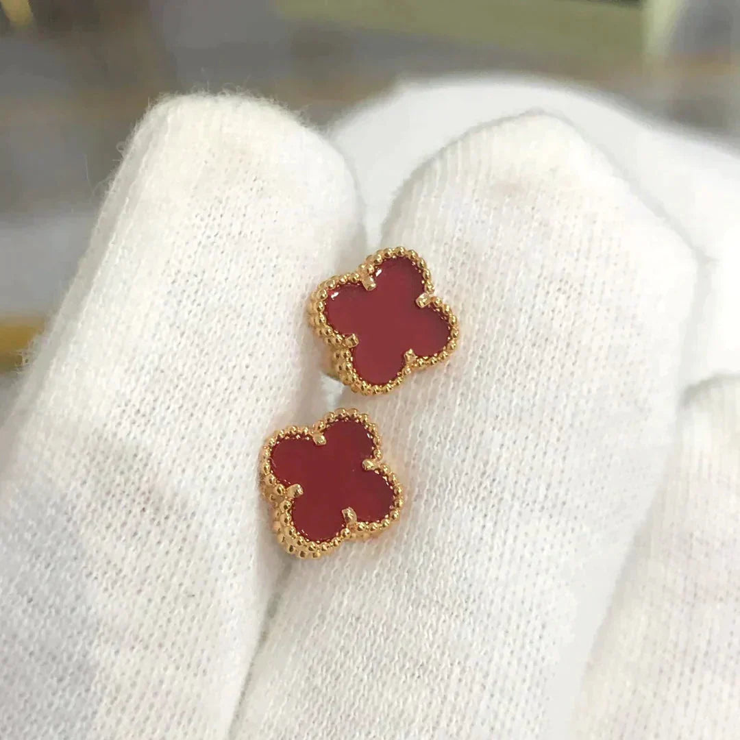 [Kincade Jewelrys]CLOVER MINI 9.5MM CARNELIAN EARRINGS