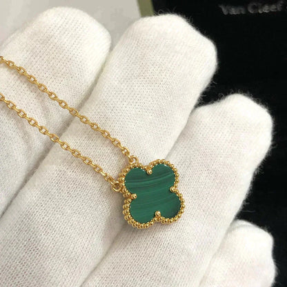 [Kincade Jewelrys]CLOVER 15MM MALACHITE SINGLE FLOWER  NECKLACE