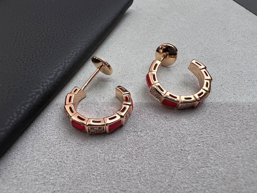 [Kincade Jewelrys]SERPENTI CARNELIAN PINK GOLD EARRINGS
