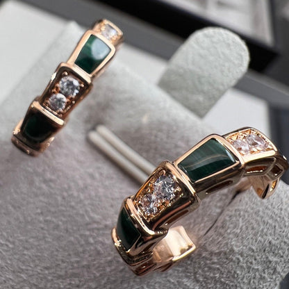 [Kincade Jewelrys]SERPENTI MALACHITE PINK GOLD EARRINGS