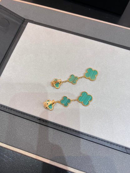 [Kincade Jewelrys]CLOVER MALACHITE 3 MOTIFS GOLD