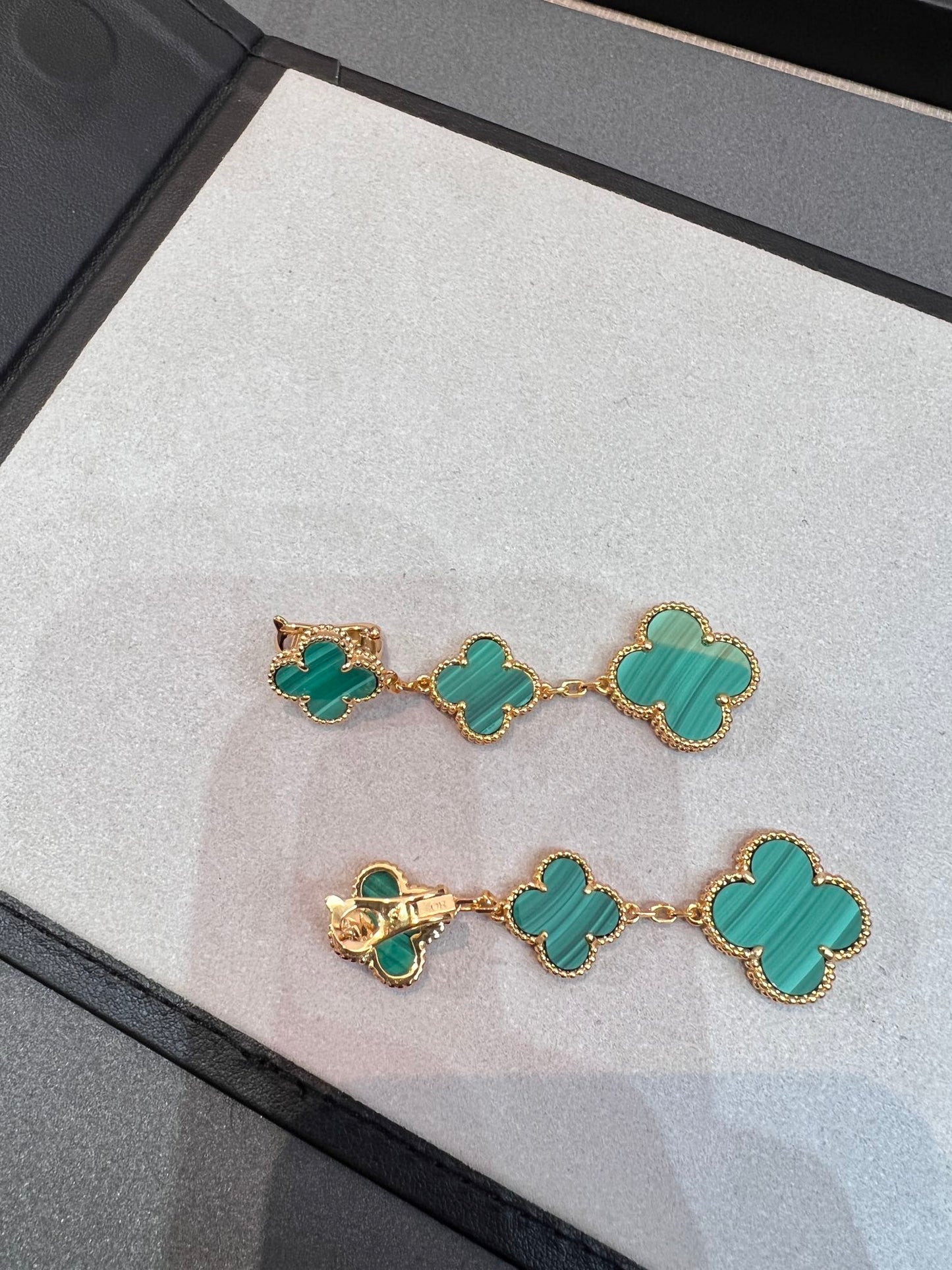 [Kincade Jewelrys]CLOVER MALACHITE 3 MOTIFS GOLD