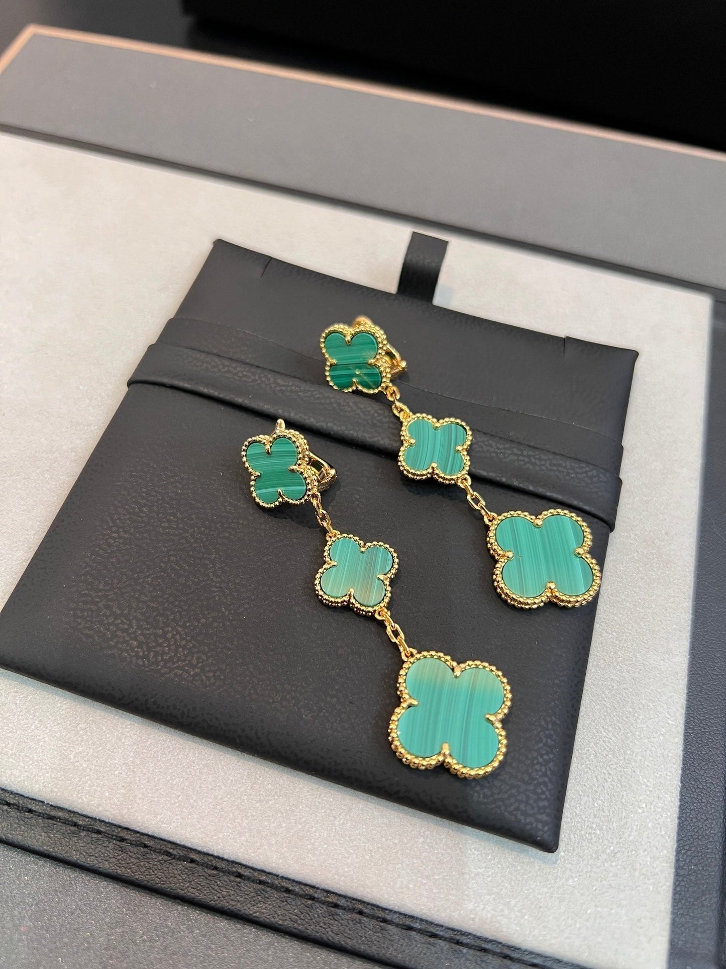 [Kincade Jewelrys]CLOVER MALACHITE 3 MOTIFS GOLD
