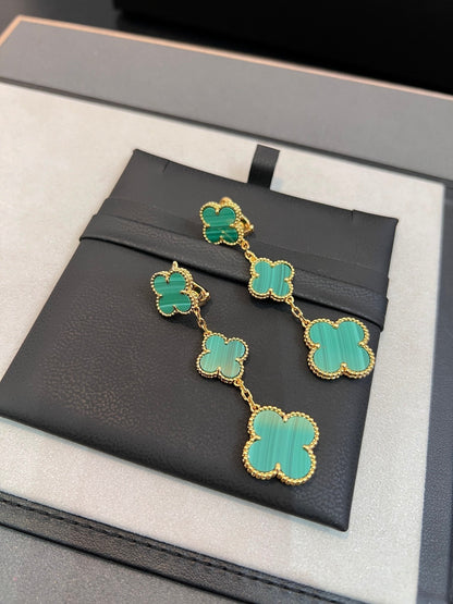 [Kincade Jewelrys]CLOVER MALACHITE 3 MOTIFS GOLD