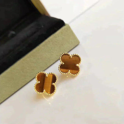 [Kincade Jewelrys]CLOVER MEDIUM 1 MOTIFS TIGER EYE EARRINGS