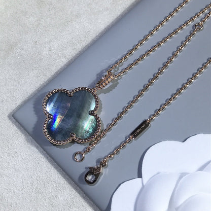 [Kincade Jewelrys]CLOVER 25MM GOLD DARK MOP BIG CLOVER NECKLACE