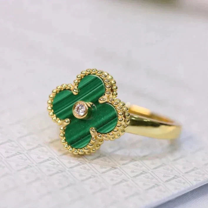 [Kincade Jewelrys]CLOVER MALACHITE RING GOLD DIAMOND